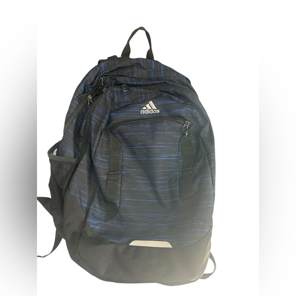 Adidas Men's Striped Black and Blue Backpack